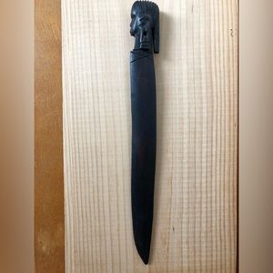 Vintage Unique Tribal Carved Dark Wooden Letter Opener